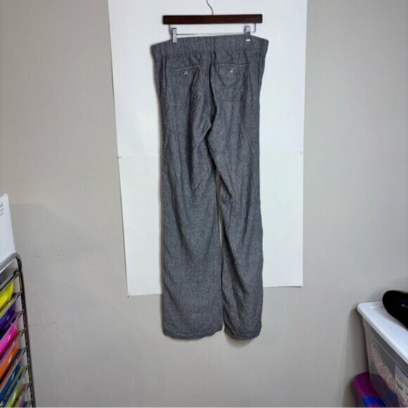 Athleta Women’s 8T Grey Pants Linen Pockets Drawstring Waist Flare Leisure - Picture 9 of 9